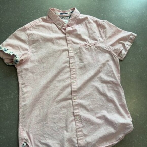 Denim & Flower by Ricky Singh Pink Short Sleeve Button-Down Shirt – Size M - Picture 3 of 12